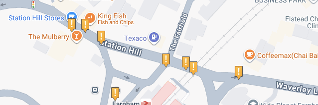 Collision locations clustered on Station Hill
